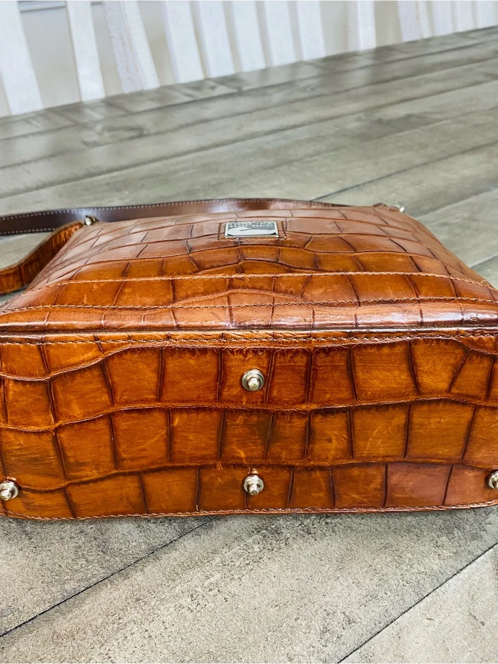 Vintage Dooney & Bourke Bayou Collection Brown Croc-Embossed Leather Hobo Bag